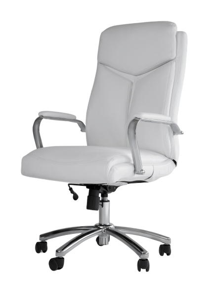 5289 White Vinyl and Chrome Desk Chair 279.95 Desks Galore