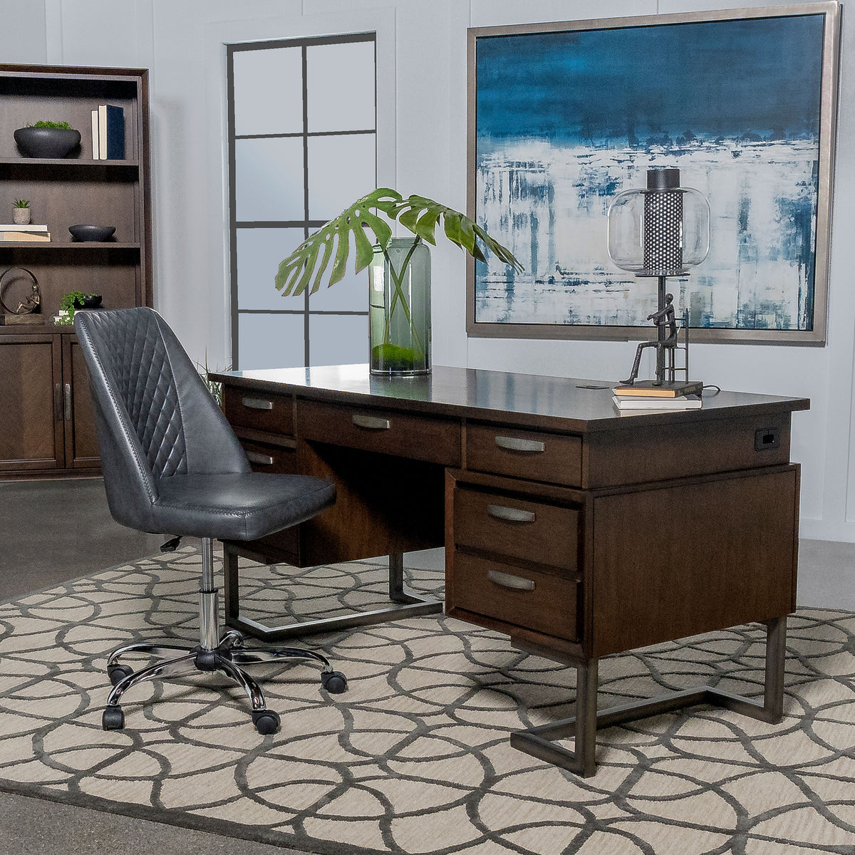 Dark Walnut/Gunmetal – Desks Galore