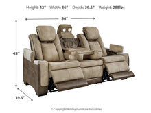 Load image into Gallery viewer, 8613 Two Tone Sand Power Upholstered Reclining Sofa w/Adjustable Headrest $1,599.95