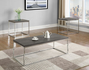 6074 3PC Chrome/Gray Occasional Table Set $299.95