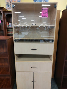 R6000 30"x 72" Walnut Used Storage Cabinet w/Glass Doors $124.98 - 1 Only!