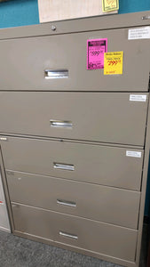 R7016 42" 5 Drawer Tan Metal Used Lateral File $169.95 - 1 Only!