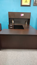 Load image into Gallery viewer, R7706 30&quot;x 66&quot; Mahogany U-Shape Used Desk w/Hutch/2 Files $699.98 - 1 Only!