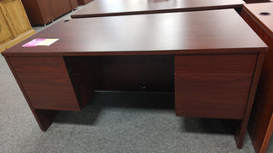 R506 30"x 60" Mahogany Used Desk w/2 Files $199.98