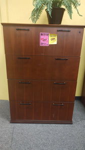 R1709 24"x 37" Mahogany 4 Drawer Wood Used Lateral File $199.95 - 1 Only!