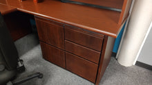 Load image into Gallery viewer, R500 6&#39;x 9&#39; Cherry Bullet U-Shape Used Desk w/Hutch/Combo File $349.98 - 1 Only!