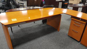 R5500 86"x 88" Pine L-shape Used Desk w/Lateral File $499.95 - 1 Only!