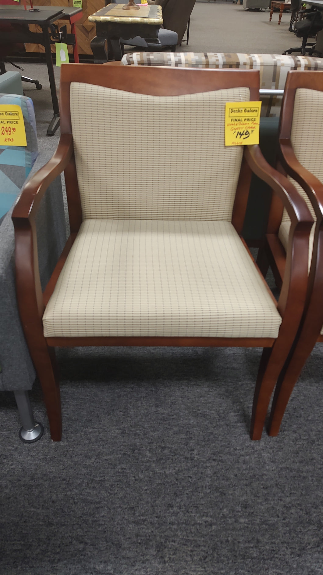 R6624 Tan Wood Frame Guest Used Chair $149.95