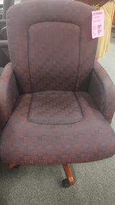 R1964 Burgandy Greek Key Pattern Used Chair $99.98