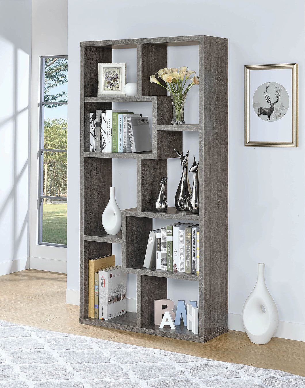 5613 Contemporary Weathered Gray Bookcase $169.95 - ON SALE NOW!